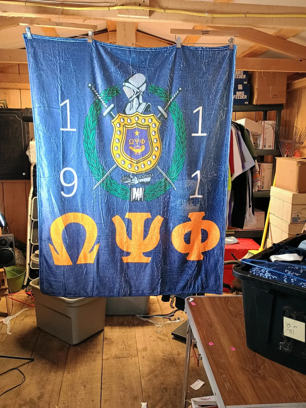 Omega Psi Phi Fraternity Blue and Gold Wall Blanket 50